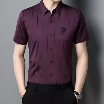 Новая летняя мужская рубашка с тонким коротким рукавом и отворотом с принтом, свободная повседневная мужская одежда с принтом для молодежи и среднего возраста M