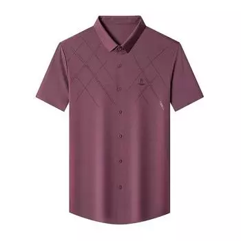 Новая летняя мужская рубашка с воротником поло, корейская мода, городской комфорт и повседневная средне-зеленая бесшовная рубашка, кардиган M