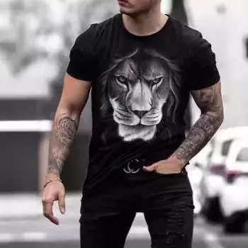 Новая летняя мужская свободная повседневная футболка с круглым вырезом и короткими рукавами с 3D-принтом S