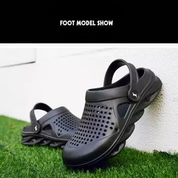 Новая летняя обувь с дырочками, мужские уличные сандалии и шлепанцы большого размера, мужские тапочки с мягкой подошвой и нескользящим носком, пляжная обувь 40 коричневый