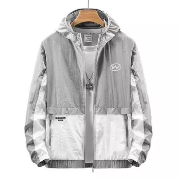 Новая летняя одежда для защиты от солнца для мужчин, тонкая модная брендовая куртка с капюшоном, спортивная одежда для защиты от солнца Ice Silk для мужчин M