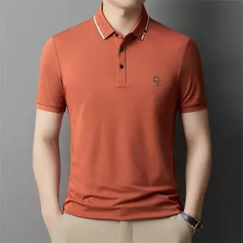 Новая летняя однотонная повседневная рубашка-поло, мужская деловая тонкая дышащая мужская футболка с лацканами с короткими рукавами M