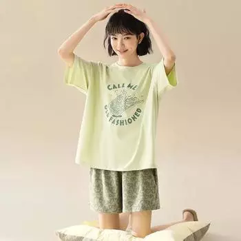 Новая летняя пижама для женщин, шорты с короткими рукавами, домашняя одежда с героями мультфильмов, чистый хлопок, милая и симпатичная M