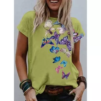 Новая летняя повседневная футболка, высококачественная модная женская футболка, свободная, удобная, с круглым вырезом, с коротким рукавом, XS-6XL S