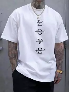 Новая летняя повседневная мужская футболка, уличная мода, короткий рукав, футболка с надписью LOVE 3D, мужская футболка S