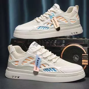 Новая летняя повседневная обувь из дышащей сетки с защитой от запаха, мужская спортивная обувь на плоской подошве, мужская модель 39