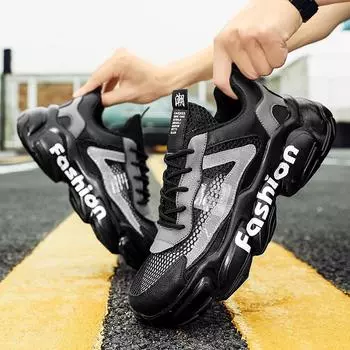 Новая летняя повседневная обувь с дышащей сеткой, мужские кроссовки, повседневная обувь, мужские спортивные амортизирующие кроссовки, размеры 36-44 36 чёрный