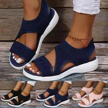 Новая летняя повседневная обувь, сандалии на сетчатой платформе с открытым носком и открытым носком 38 чёрный