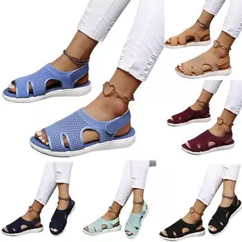 Новая летняя повседневная обувь, сандалии на сетчатой платформе с открытым носком и открытым носком 43 чёрный