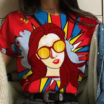 Новая летняя повседневная удобная футболка высокого качества с коротким рукавом и 3D принтом, женская модная футболка с коротким рукавом и круглым вырезом S