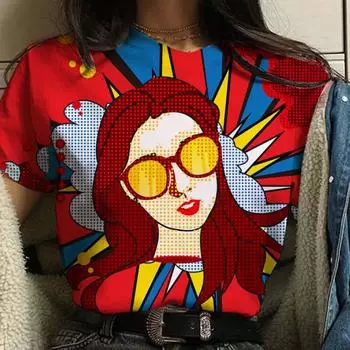 Новая летняя повседневная удобная футболка высокого качества с коротким рукавом и 3D принтом, женская модная футболка с коротким рукавом и круглым вырезом S