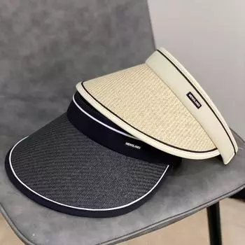 Новая летняя пустая шляпа-цилиндр, детская солнцезащитная соломенная шляпа с большим краем, модная универсальная шляпа для лица, маленькая шляпа от солнца M56-58cm чёрный