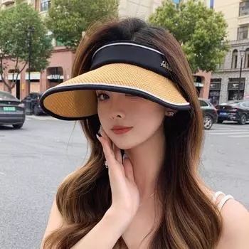 Новая летняя пустая верхняя шляпа от солнца с защитой от УФ-излучения для женщин, повседневная соломенная шляпа с широкими полями для пляжа и путешествий, женская шляпа от солнца One Size