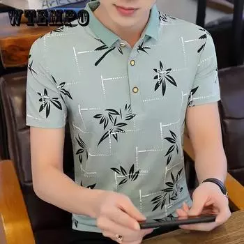 Новая летняя рубашка, мужская мужская футболка с короткими рукавами, хлопковая молодежная футболка с лацканами большого размера, трендовая мужская футболка с половиной рукава XXXL
