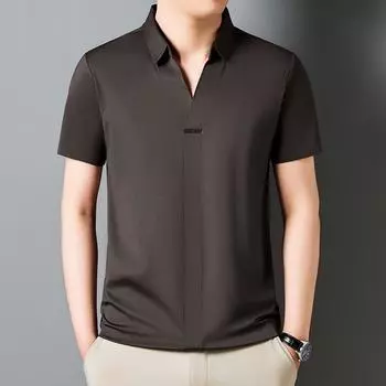 Новая летняя рубашка поло среднего возраста с тонкими лацканами, мужской пуловер, модная повседневная бесшовная футболка с короткими рукавами для мужчин M зелёный