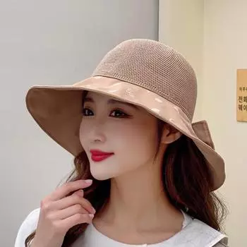 Новая летняя шляпа от солнца для женщин, уличная шляпа с большим карнизом, солнцезащитная шляпа, модная шляпа-бантик, пляжная шляпа-ведро M56-58cm