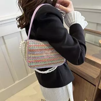 Новая летняя соломенная сумка, нишевая сумка через плечо, повседневная популярная сумка-мессенджер для женщин фиолетовый