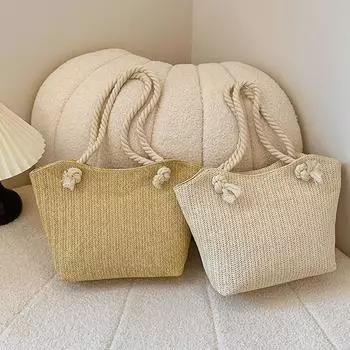 Новая летняя соломенная сумка-тоут в стиле отпуска, модная, большая вместимость, для женщин и студентов, на одно плечо, ручная, повседневная, французская