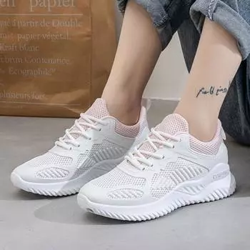 Новая летняя спортивная обувь на толстой подошве, универсальная дышащая повседневная женская обувь с сеткой 35 чёрный