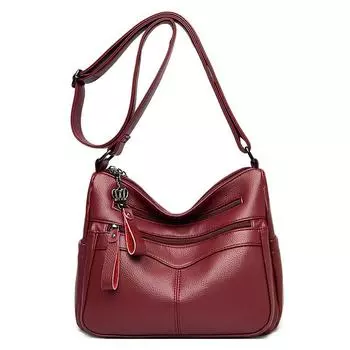 Новая летняя сумка через плечо большой емкости из мягкой кожи, простая и атмосферная сумка для мамы, модная трендовая сумка