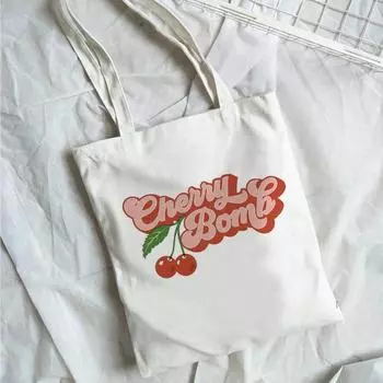 Новая летняя сумка для покупок с милым принтом, продуктовая модная простая холщовая сумка большой вместимости, складная многоразовая сумка для покупок из хлопка 24*26cm