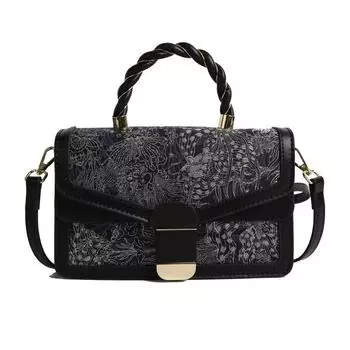 Новая летняя сумка-мессенджер с текстурой, нишевый дизайн, маленькая квадратная сумка, женская сумка, сумка на плечо, мода one size fits all чёрный