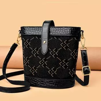 Новая летняя сумка с инкрустацией бриллиантами, женская универсальная сумка для мобильного телефона, нишевая высококачественная сумка-ведро на одно плечо через плечо