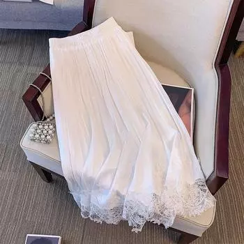 Новая летняя юбка А-силуэта из сетчатой ткани с высокой талией для женщин больших размеров 2XL