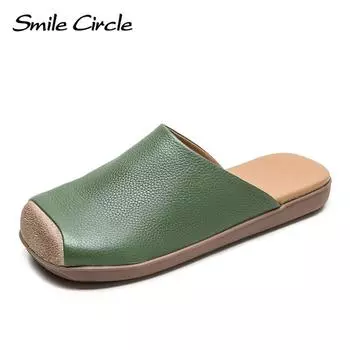 Новая летняя верхняя одежда Baotou, сандалии, тапочки с квадратной головкой, контрастная цветовая гамма, удобная женская обувь в литературном стиле для отдыха и отдыха 35 зелёный