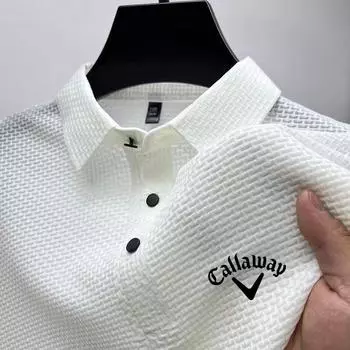 Новая летняя вышитая рубашка поло Callaway, мужская рубашка поло с коротким рукавом, дышащая, повседневная, впитывающая пот, для мужчин M белый