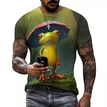 Новая летняя забавная древесная лягушка с графическим принтом поп-мужская футболка с 3D-принтом Rhacophorus Animal Tee Shirts Kids Women Fashion Cool Short Sleeve S