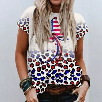 Новая летняя женская футболка, новый топ, быстросохнущая женская повседневная футболка с 3D принтом флага и круглым вырезом, популярная модная одежда для женщин XS