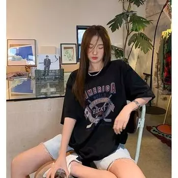 Новая летняя женская футболка с коротким рукавом и свободным плечомjavascript: M белый