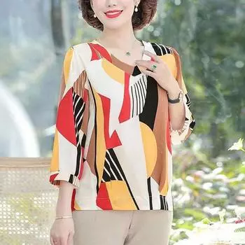 Новая летняя женская модная элегантная роскошная свободная шифоновая рубашка M красный