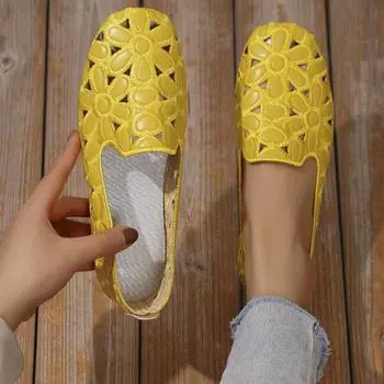 Новая летняя женская обувь, туфли с вышивкой, лоферы без шнуровки с квадратным носком и цветочным принтом, повседневная обувь больших размеров 36 чёрный