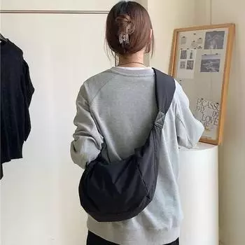 Новая летняя женская сумка большой вместимости, повседневная нейлоновая сумка через плечо, сумка для пельменей, высококачественные однотонные сумки на плечо, сумки-тоут чёрный