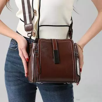 Новая летняя женская сумка из натуральной кожи, высококачественная сумка-ведро большой вместимости, универсальная сумка через плечо в стиле ретро