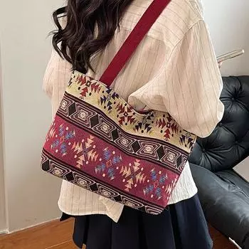 Новая летняя женская сумка в национальном стиле, модная контрастная цветная женская сумка большой емкости, сумка через плечо, женская сумка-тоут