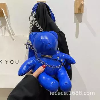 Новая литературная сумка для мобильного телефона из искусственной кожи с медведем, женская, модная студенческая сумка-цепочка, милая сумка-медведь, сумка-мессенджер через плечо чёрный