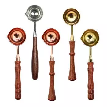 Новая ложка для сургуча с антипригарной деревянной ручкой, ретро-ложки для штамповки воска, плавление огнестойкой краски, штамп для обжига, конверты, карточки, металлический инструмент