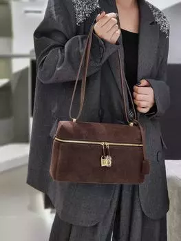 Новая LP27 Новая высококачественная кожаная сумка через плечо Ретро сумка для ланч-бокса Большая вместимость Ручная сумка через плечо 27x10x16cm кофейный