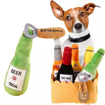 Новая любимая плюшевая игрушка для домашних животных, бутылка пива, шампанского, устойчивая к укусам, звук BB, игрушка для интернет-знаменитости M