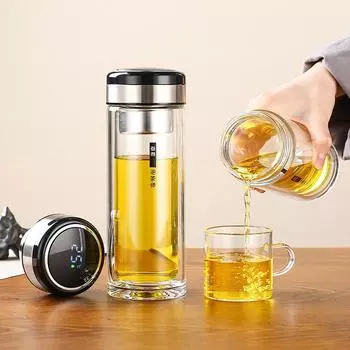 Новая магнитная камера для разделения воды для чая с дисплеем температуры, утолщенное двойное стекло, деловой подарок, портативная автомобильная чашка для воды 301-400ml