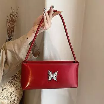 Новая маленькая квадратная сумка с бантом для женщин, простая текстура из искусственной кожи, одно плечо, модные универсальные женские сумки (20cm<Max Length<30cm)