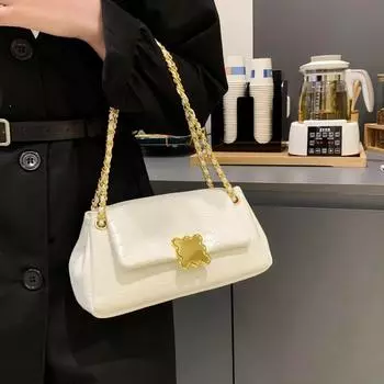 Новая маленькая квадратная сумка с цепочкой под крокодила, простая, милая, модная, сумка через плечо на одно плечо для женщин