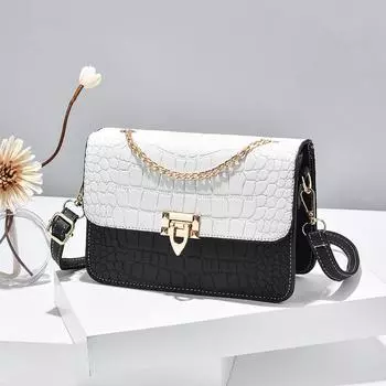 Новая маленькая квадратная сумка с цепочкой, уличная модная женская сумка через плечо с каменным узором, модная квадратная сумка с пряжкой на молнии белый