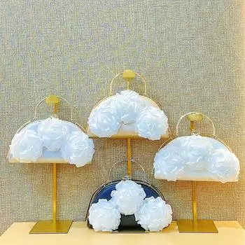 Новая маленькая квадратная сумка с изображением розовой воды и бриллиантов, ручная банкетная сумка, сумка через плечо белый