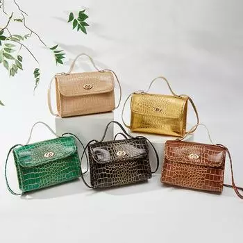 Новая маленькая квадратная сумка с крокодиловым узором, женская сумка для мобильного телефона, высококачественная женская сумка через плечо чёрный
