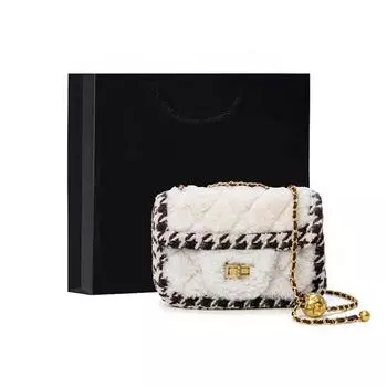 Новая маленькая плюшевая сумка с цепочкой для ароматов, сумка через плечо, женская сумка в подарок на день рождения, длина 19 см, высота 12 см, ширина 7 см белый