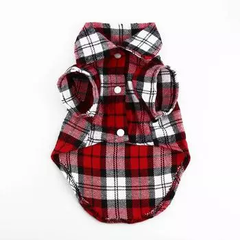 Новая маленькая собачка щенок клетчатая футболка пальто с лацканами куртка кошка одежда костюм красный S